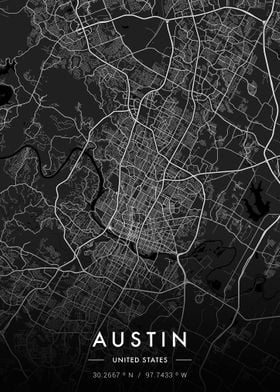Austin City Map Dark