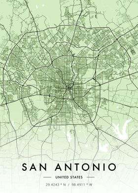 San Antonio City Map Green