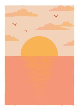 Modern minimal sunset art 