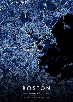 Boston City Map Blueprint