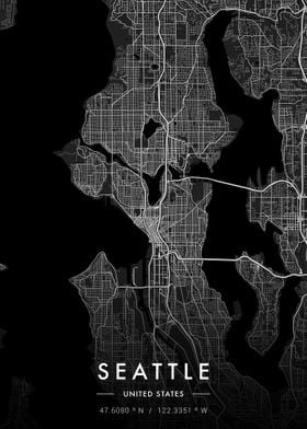 Seattle City Map Dark