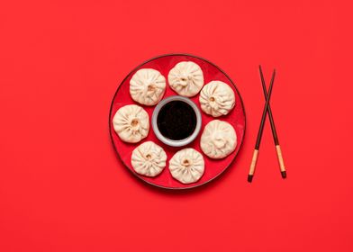 Baozi dumplings top view