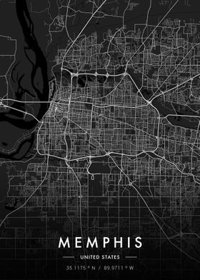 Memphis City Map Dark