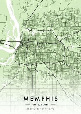 Memphis City Map Green