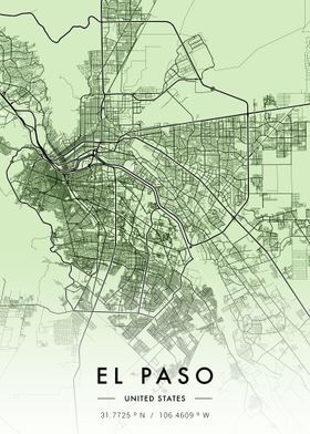 El Paso City Map Green