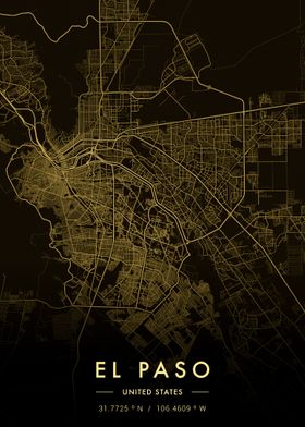 El Paso City Map Gold