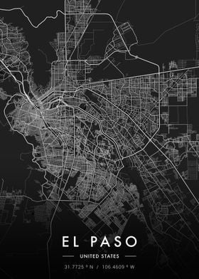 El Paso City Map Dark