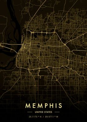 Memphis City Map Gold