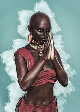 Praying black lady