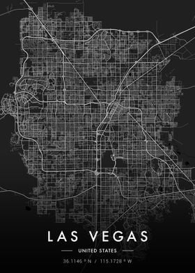 Las Vegas City Map Dark