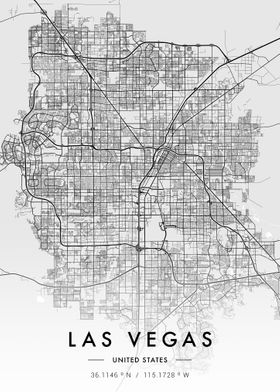 Las Vegas City Map White