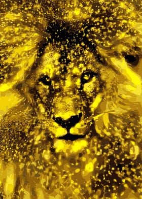 Lion art golden portrait