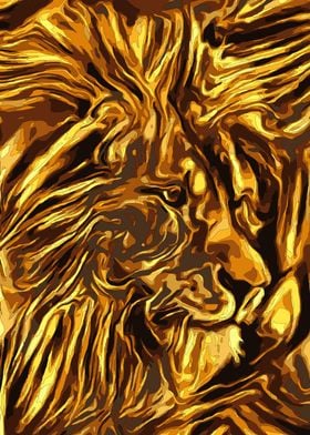 King Lion golden portrait