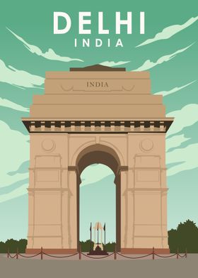 Delhi India Travel Poster