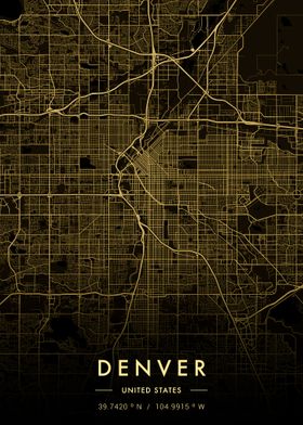 Denver City Map Gold