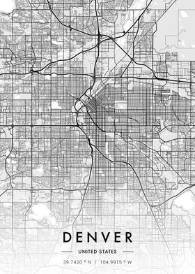 Denver City Map White