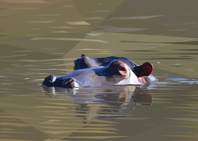 Low Poly Submerged Hippo