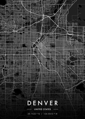 Denver City Map Dark' Poster by MVDZ Graphic Design | Displate