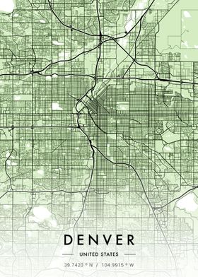 Denver City Map Green