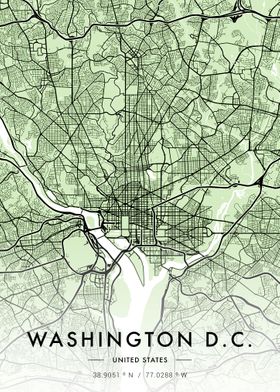 Washington City Map Green