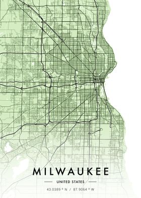 Milwaukee City Map Green