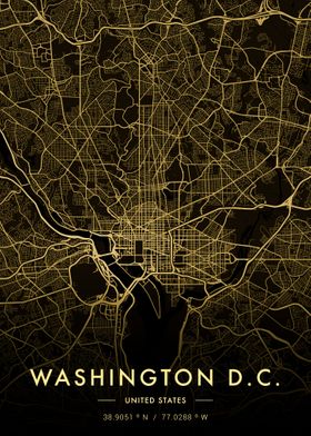 Washington City Map Gold