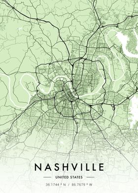 Nashville City Map Green