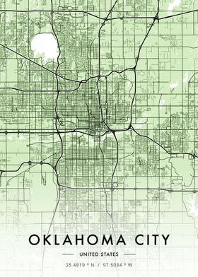 Oklahoma City Map Green