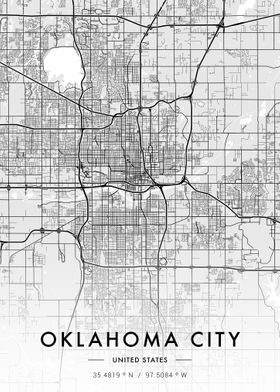 Oklahoma City Map White