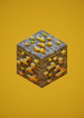 Cube Ore Gold VoxelArt