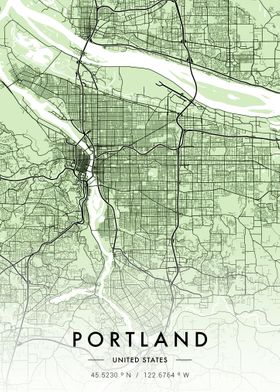 Portland City Map Green