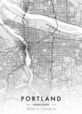 Portland City Map White