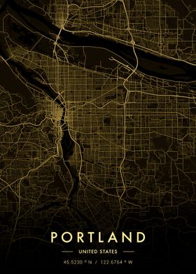 Portland City Map Gold