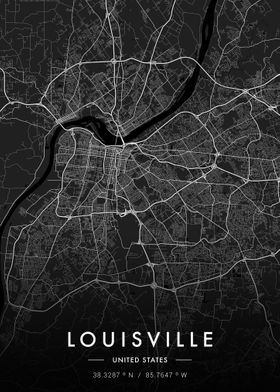 Louisville City Map Dark