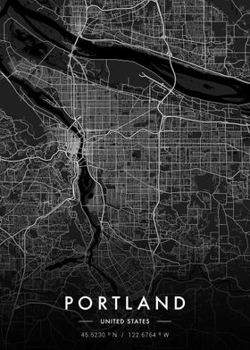Portland City Map Dark