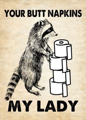 BUTT NAPKINS RACCOON1 OFF