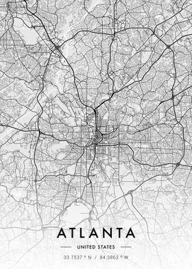 Atlanta City Maps White