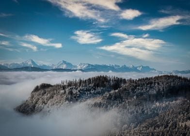 mountain cloud white blue