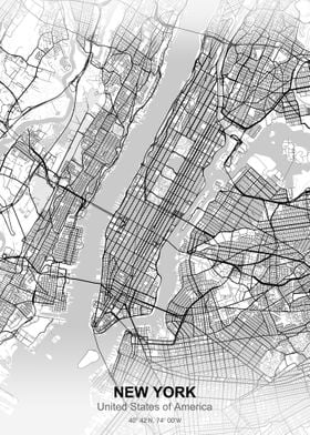 New York City map white
