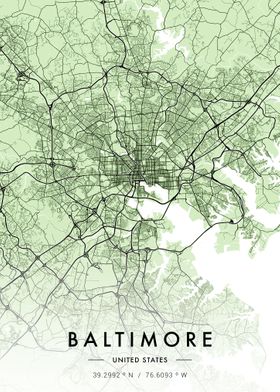 Baltimore City Map Green