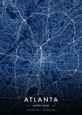 Atlanta City Maps Blue