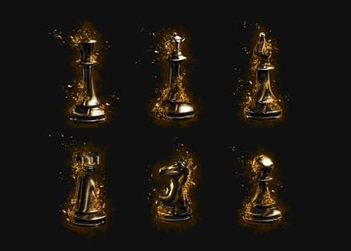 Golden Chess Pieces