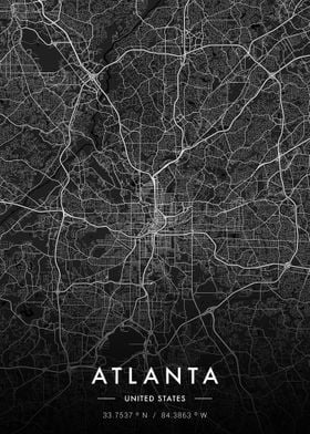 Atlanta City Maps Dark