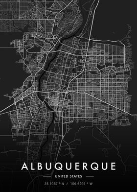 Albuquerque City Map Dark