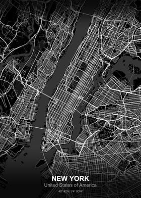 new york city map black