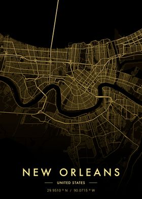 New Orleans City Map Gold