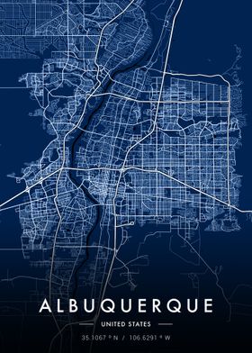 Albuquerque City Map Blue