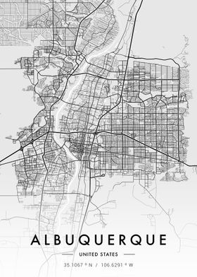 Albuquerque City Map White