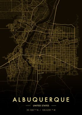 Albuquerque City Map Gold