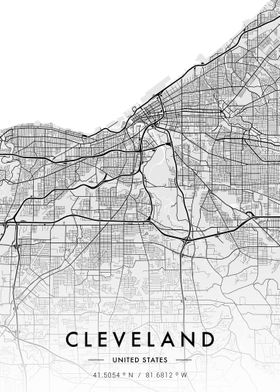 Cleveland City Map White